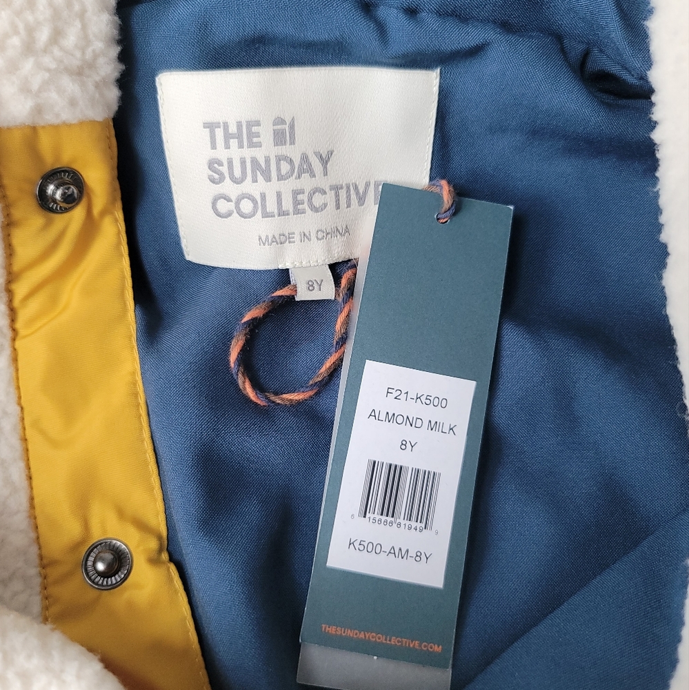 NWT The Sunday Collective 2-In-1 Fleece Jacket, Size 8Y, Color Almond Milk - Picture 13 of 13